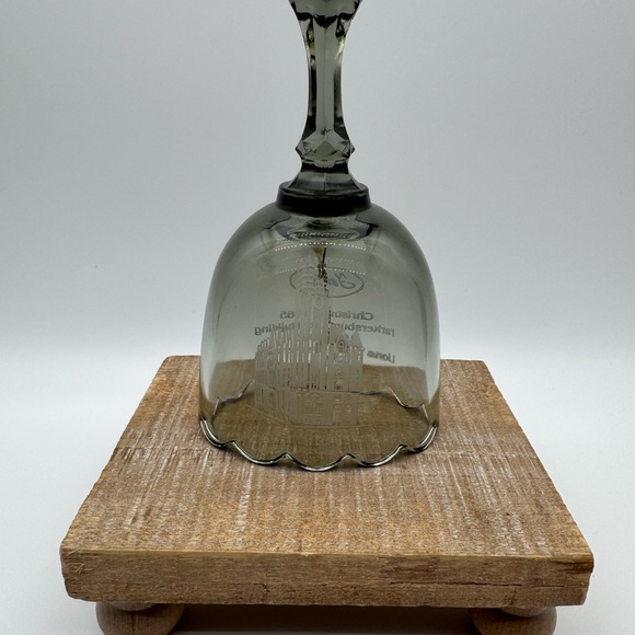 Fenton Elegant Gray Glass Bell with Inscription - Picture 3 of 7